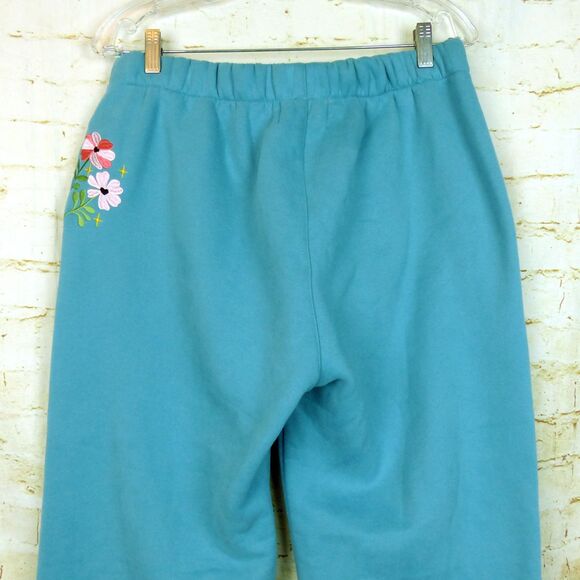 Dandy Worldwide Sweatpants Womens XL Blue Gift Giving Floral Embroidered Lounge - Picture 14 of 16